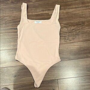 Babaton Beige Square Neck Bodysuit